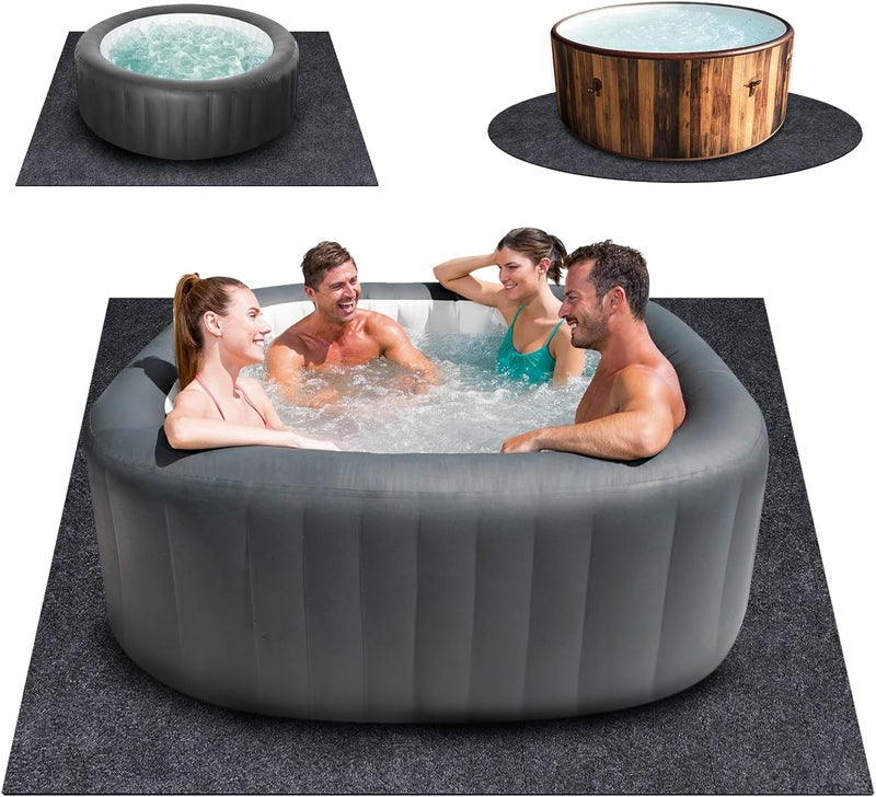 Aoebwpwi 90 * 90 Inch Hot Tub Mat Pad, Extra Large Inflatable Hot Tub Pad Outdoor Indoor, Waterproof Slip-Proof Backing, Absorbent Spa Pool Ground Base Flooring Protector Mat - Image 1